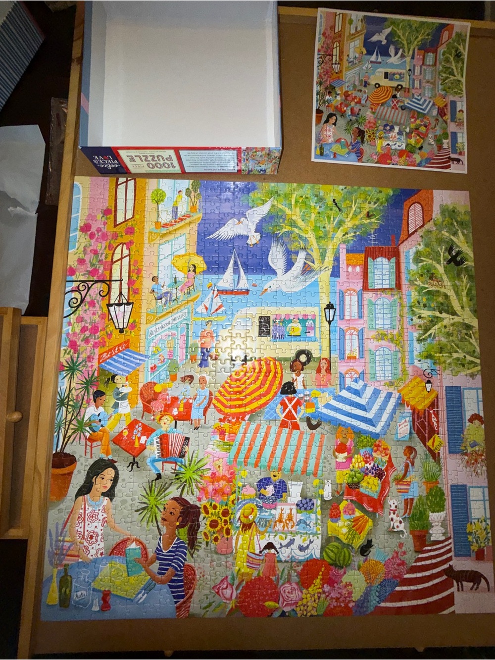 eeBoo Marketplace in France Market Scene 1000-Piece Puzzle